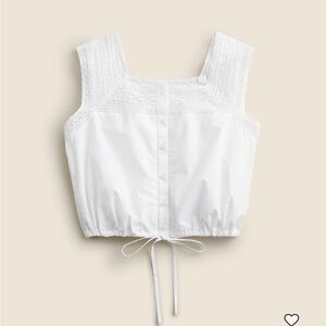 J. Crew White Lace-Trimmed Cropped Top NWT